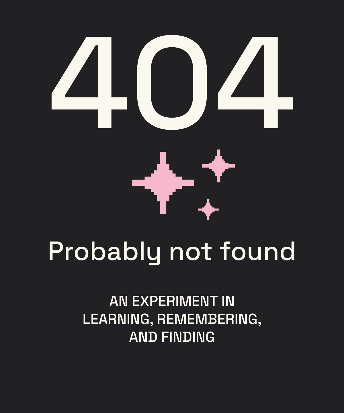 Early 404 artwork study with three pink pixel stars